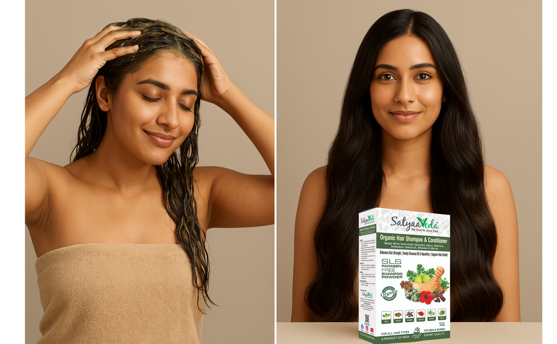 SatyaaVeda Organic Herbal Shampoo & Conditioner Powder – Natural Hair Care