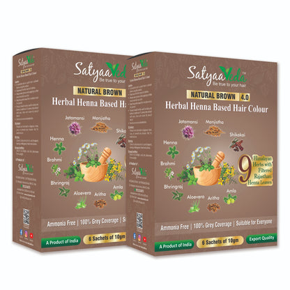 SatyaaVeda Herbal Brown Hair Colour | Ammonia-Free | 60g