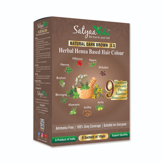 SatyaaVeda Herbal Dark Brown Hair Colour | Ammonia-Free | 60g