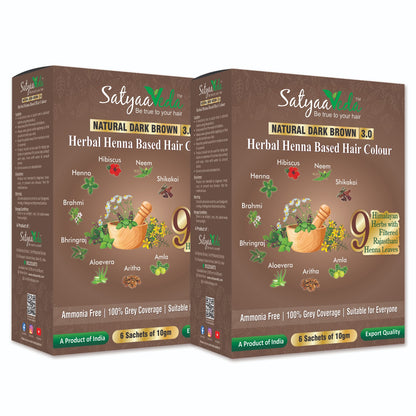 SatyaaVeda Herbal Dark Brown Hair Colour | Ammonia-Free | 60g